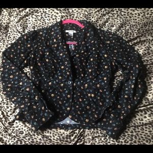 Free People light corduroy black floral blazer